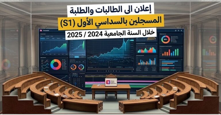 إعلان هام إلى الطلبة المسجلين بالسداسي الأول (S1) خلال السنة الجامعية 2024 / 2025